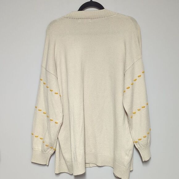 Les Serein Cream and Yellow Open Front Cardigan - Picture 4 of 5